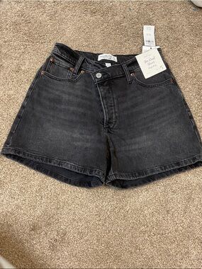 Abercrombie & Fitch Washed Black Denim Jean Shorts